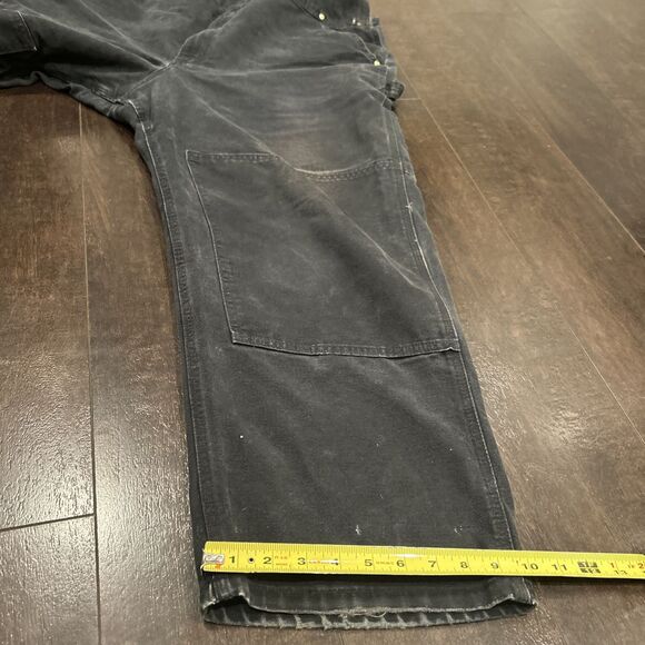 Vintage Carhartt Bib Overalls Mens 44 X 28 Black Gray Knee 90s Y2K - Picture 14 of 16